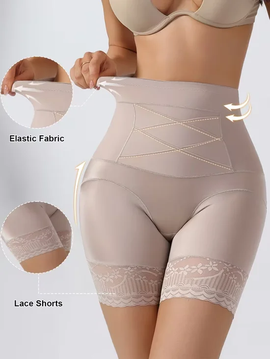 Damen Hoher Bund Spitze hoch-Heben und Bauch-Kontrolle Sicherheit Hose, Atmungsaktiv und Abnehmen Taille Gestaltung Bodysuit