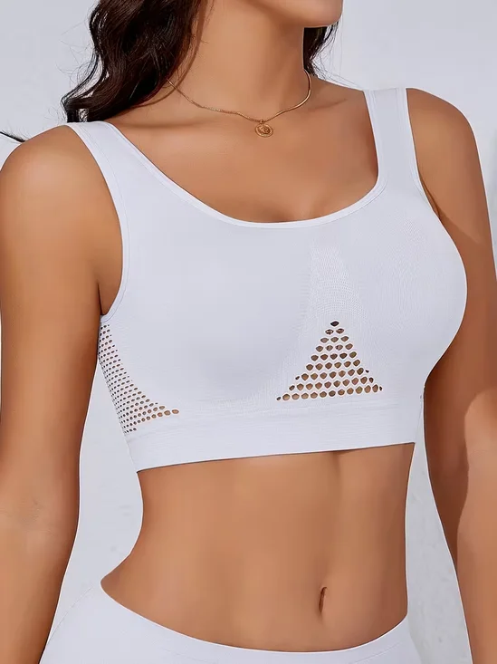 Damen Sport-BH Mit Lochmuster Mesh, Atmungsaktiv Löcher, und Nein BH mit Bügel.