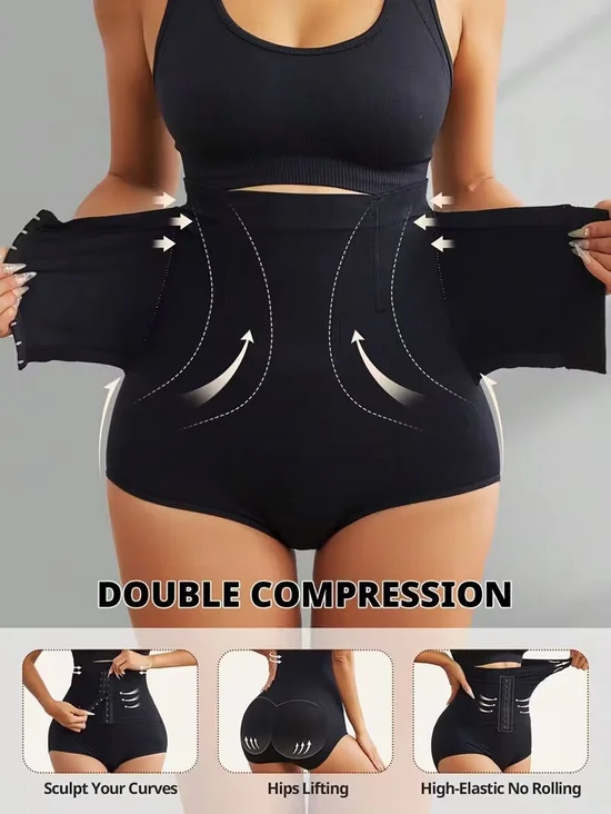Damen Hoher Bund, Bauch-Kontrolle, Front-Taste Gestaltung, Atmungsaktiv, Taille-Zusammenziehen, Hip-lifting, Körperformung Hose