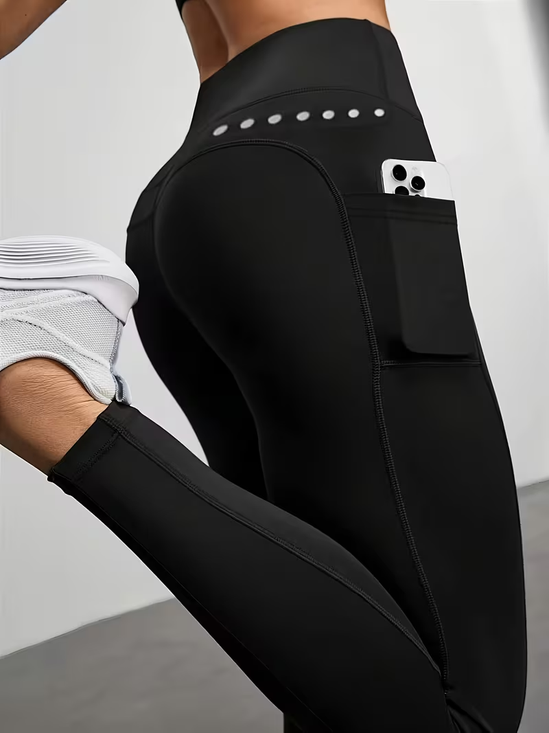 Damen Hoher Bund, Hip-lifting, Seitentasche Yoga-Hose, Schnelltrocknend, eng anliegend trainieren Kleider