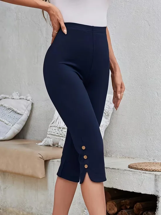 Damen Elastisch 7/8 Hoher Bund Lässig Mittlere Länge Leggings Mit Hip-lifting bewirken
