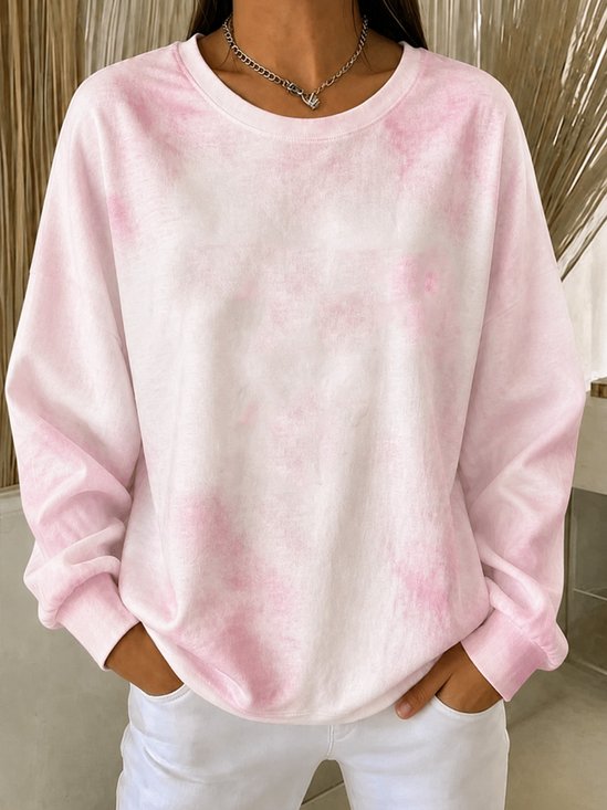 Damen Tie-Dye-Muster Rundhals Lässig Frühling/Herbst Langarm Sweatshirt