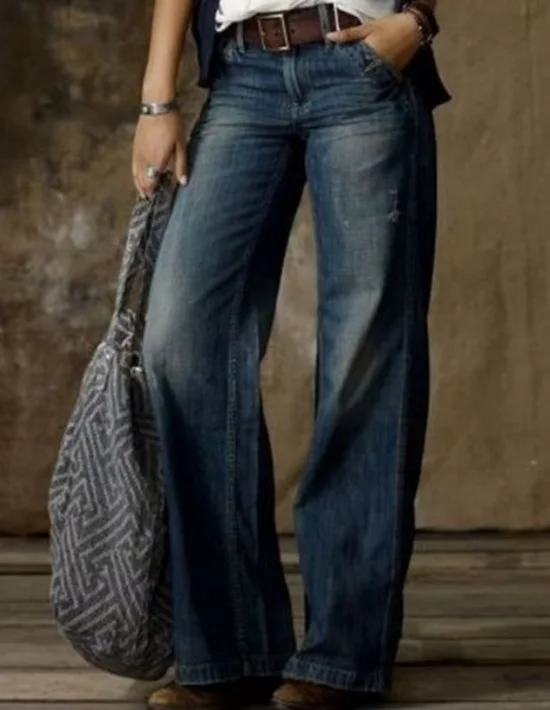 Damen Unifarben Lang Hose Retro Frühling/Herbst Hose