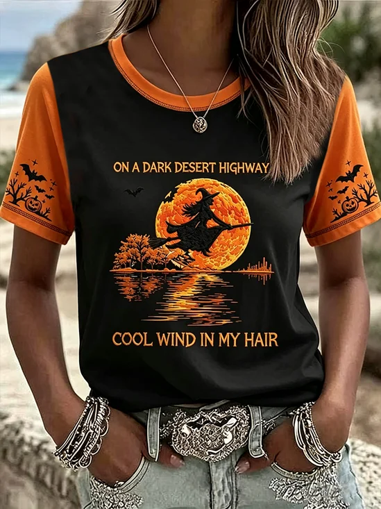 Damen Halloween Kurzarm T-Shirts T-Shirt Rundhals Print Lässig T-Shirt mit Grafik Sommer Oberteile