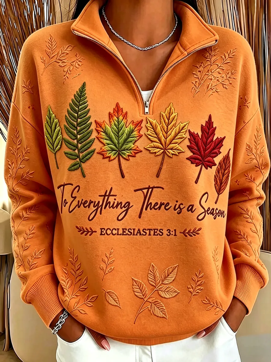 Damen Ahornblatt Stehkragen Print Lässig Frühling/Herbst Langarm Sweatshirt
