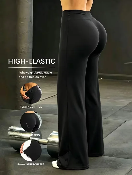 Sport Unifarben Regelmäßige Passform Yoga-Hose