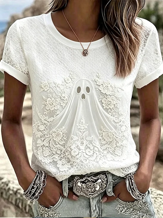 Damen Geblümt Kurzarm T-Shirts T-Shirt Rundhals Print Lässig T-Shirt mit Grafik Sommer Oberteile