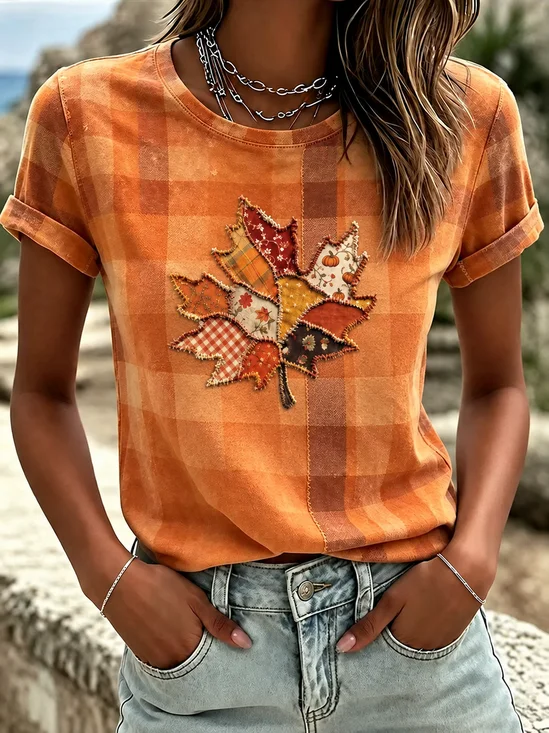 Damen Geometrisch Kurzarm T-Shirts T-Shirt Rundhals Lässig Sommer Oberteile