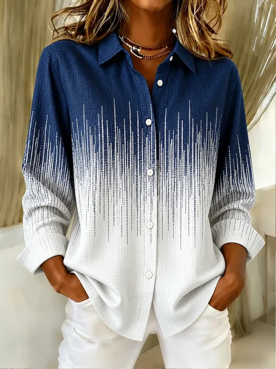 Damen Abstrakt Hemdkragen Langarm Bluse Retro Täglich Frühling/Herbst Oberteile