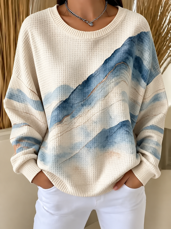 Damen Geometrisch Rundhals Lässig Frühling/Herbst Langarm Sweatshirt