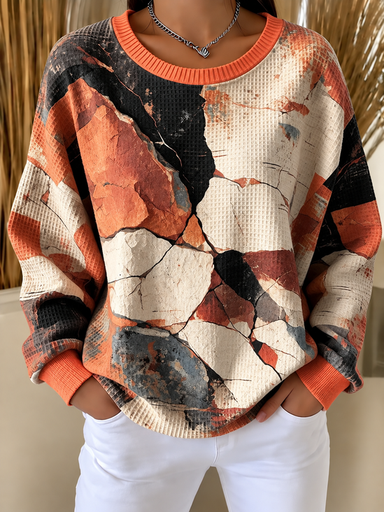 Damen Geometrisch Rundhals Lässig Frühling/Herbst Langarm Sweatshirt