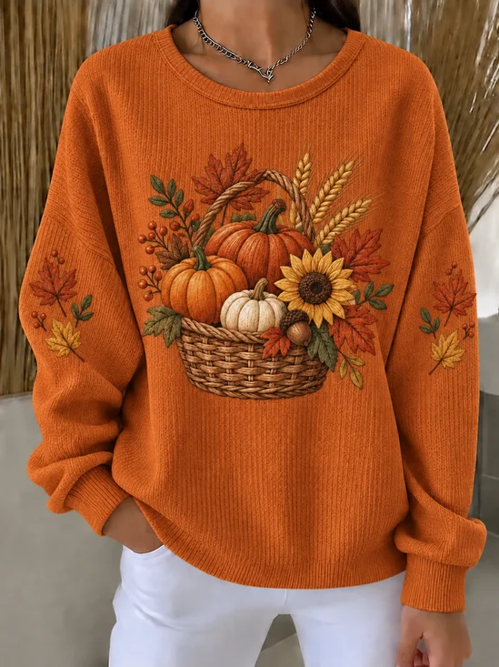 Damen Sonnenblume Rundhals Lässig Frühling/Herbst Langarm Sweatshirt