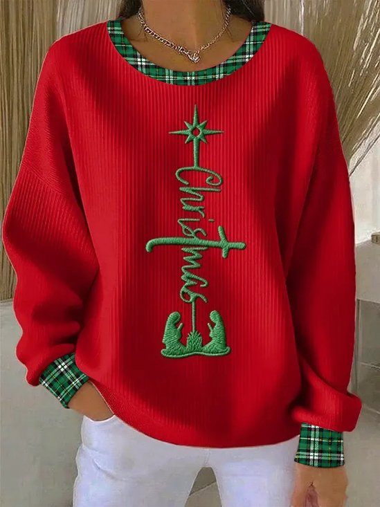 Damen Farbblock Rundhals Lässig Frühling/Herbst Langarm Sweatshirt