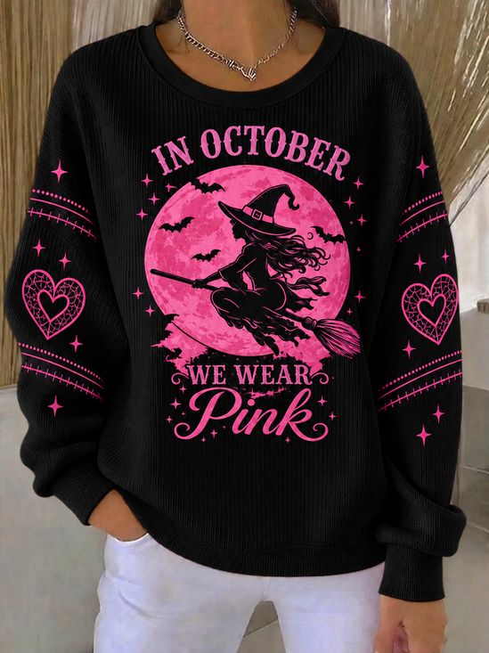 Damen Textbriefe Rundhals Lässig Frühling/Herbst Langarm Sweatshirt