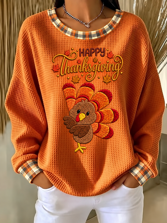 Damen Kariert Rundhals Lässig Frühling/Herbst Langarm Sweatshirt