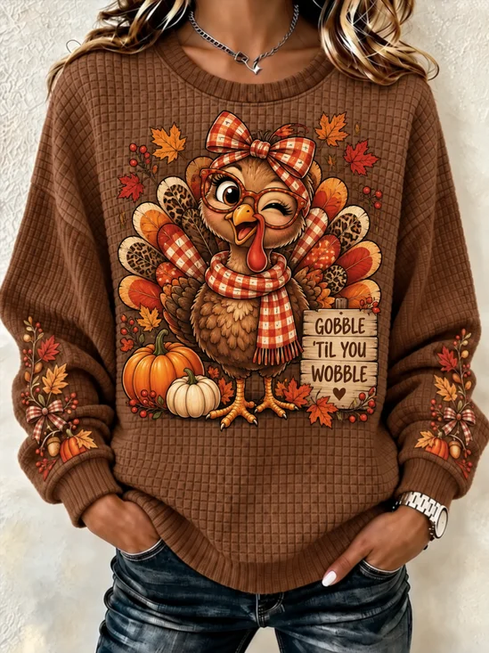 Damen Kariert Rundhals Lässig Frühling/Herbst Langarm Sweatshirt