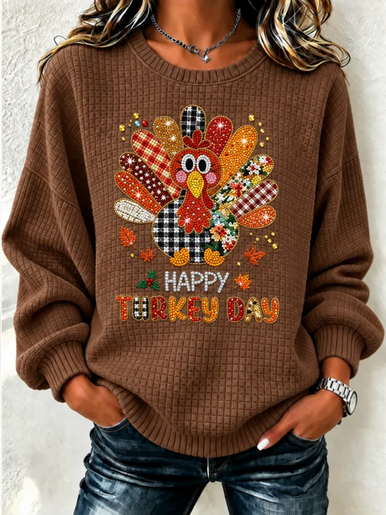 Damen Textbriefe Henley-Kragen Lässig Frühling/Herbst Langarm Sweatshirt