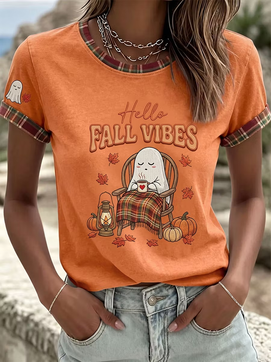 Damen Textbriefe Kurzarm T-Shirts T-Shirt Rundhals Print Lässig Sommer Oberteile