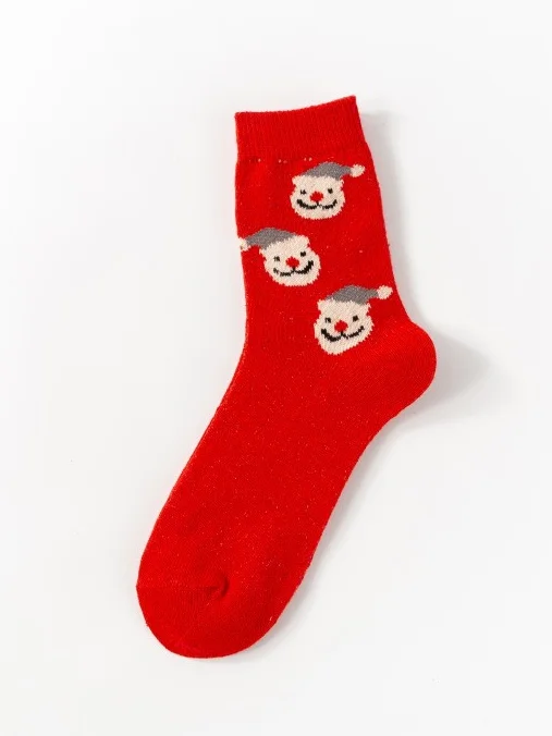 Neu Herbst Winter Verdickt Mitte der Wade Weihnachten Socken – Süß Kartoon Jacquard Design