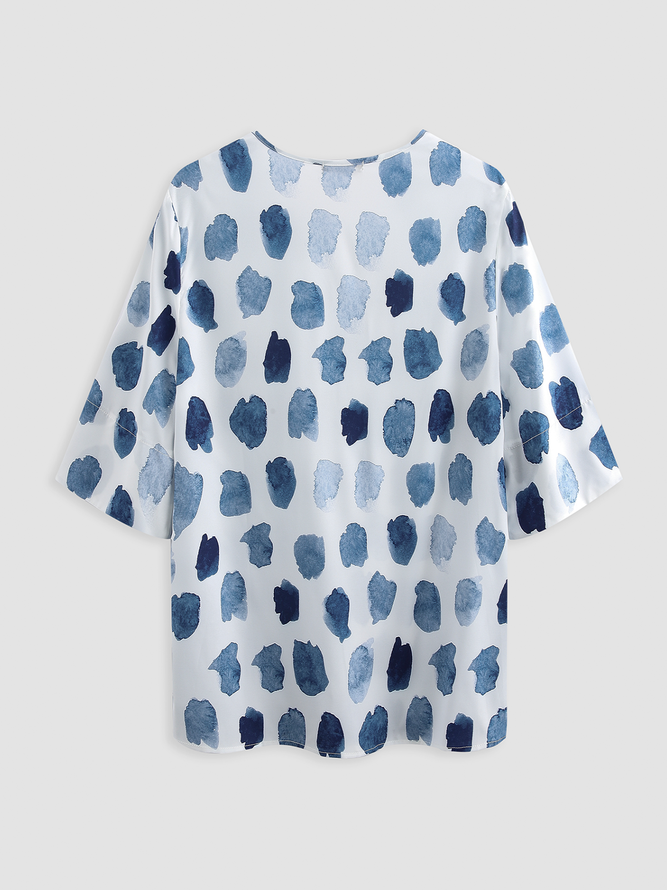 Lässig Geometrisch Regelmäßige Passform Kurzarm Blusen & Shirts