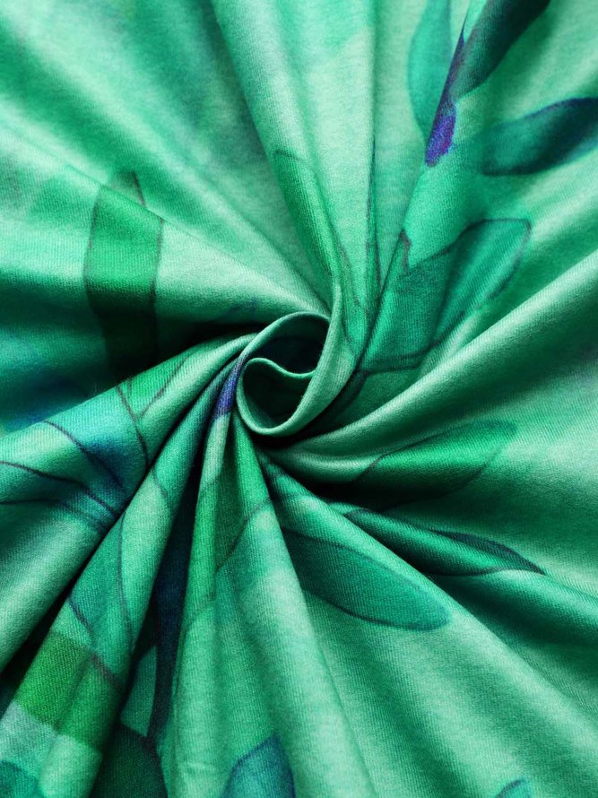 Farbverlauf Geäst und Blätter Hälfte offen Knopf Tasche a Saum Lang Kleid Große Größen
