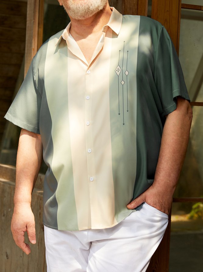 Herren Farbblock Atmungsaktive Bowling-Shirts mit Streifen