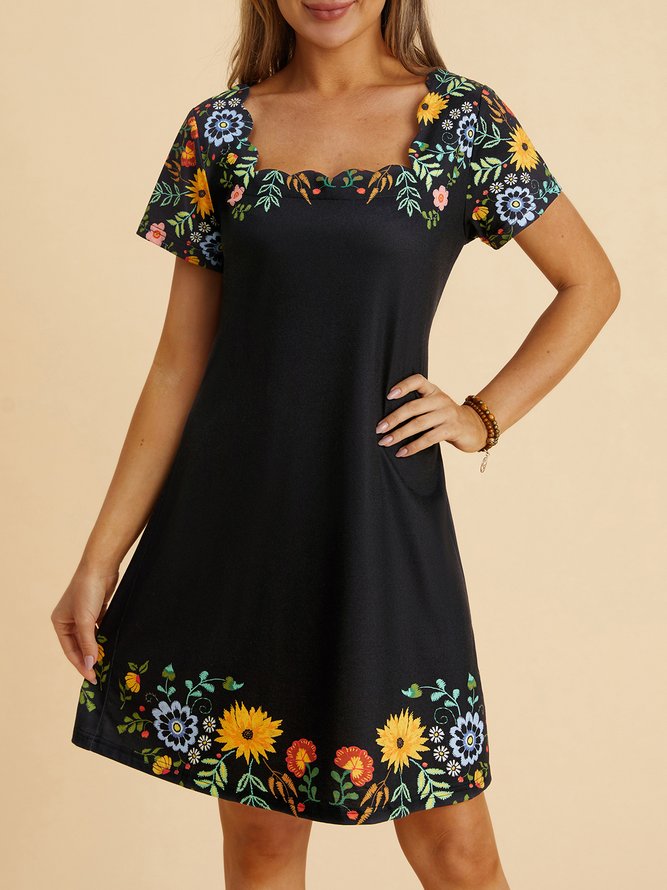 Urlaub Blume Ausschnitt Hm Weit Satin Kleid Große Größen