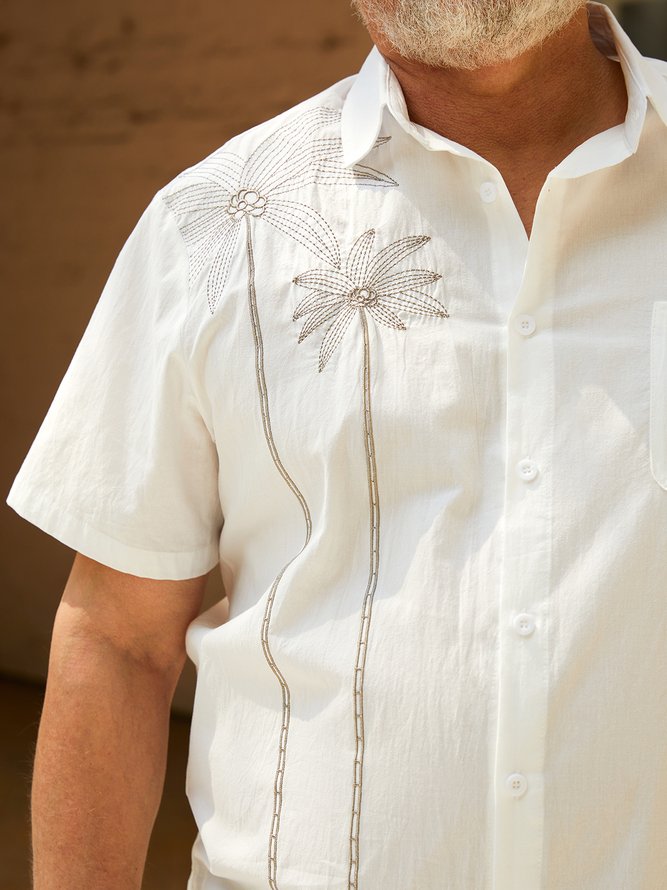Lockere Hawaiische Bluse mit Kokosnuss Baum Print
