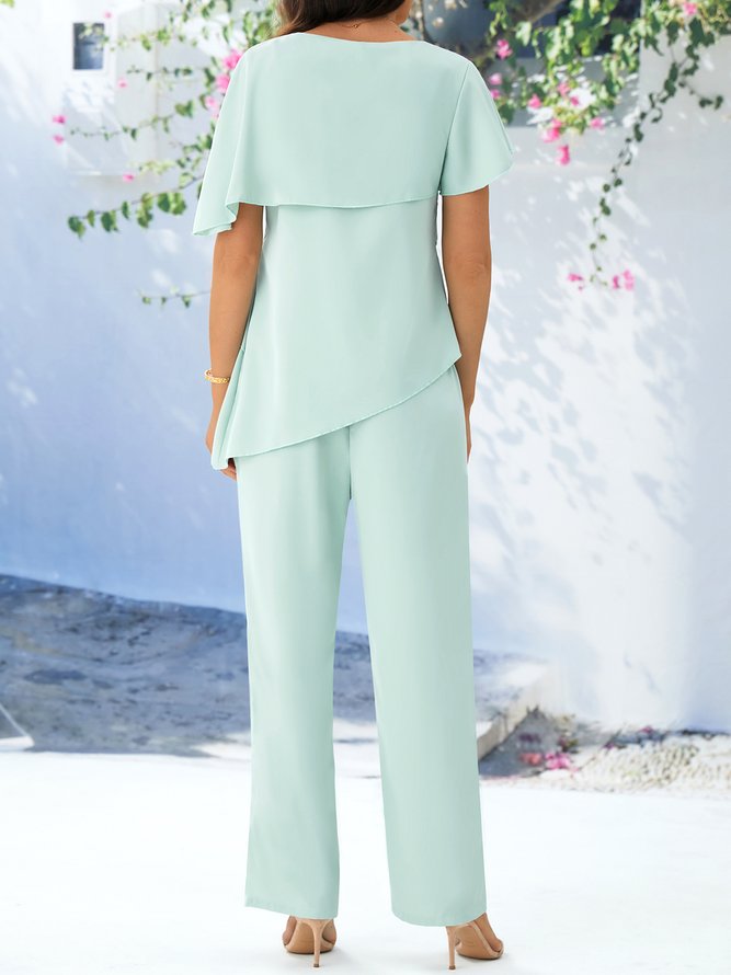 Rundhals Elegant Unifarben Zweiteiliges Set
