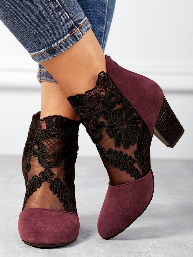 Damen Stiefeletten - Klobiger Absatz & Seitlicher Reißverschluss