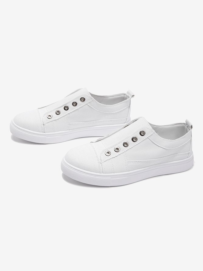 Damen Lässig Slip On Segeltuch Schuhe