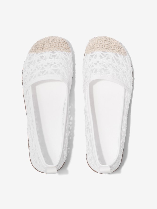 Weiß romantisch Spitze Tragbar Sohle Flach Schuhe