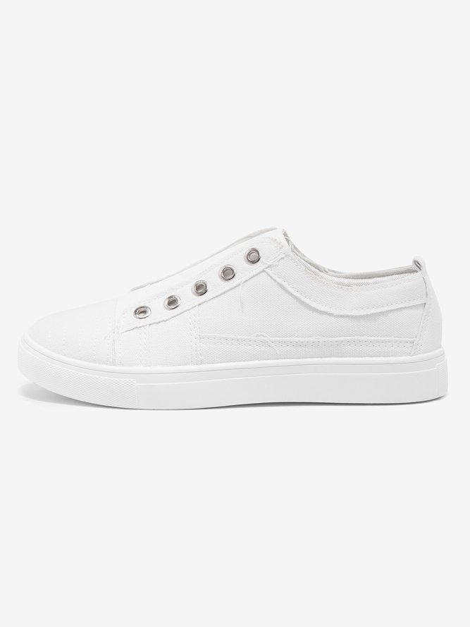 Damen Lässig Slip On Segeltuch Schuhe