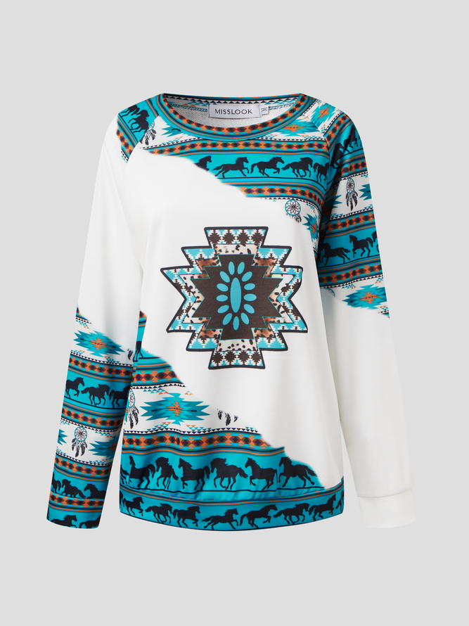 Langarm Ethnisch Lässig Sweatshirts