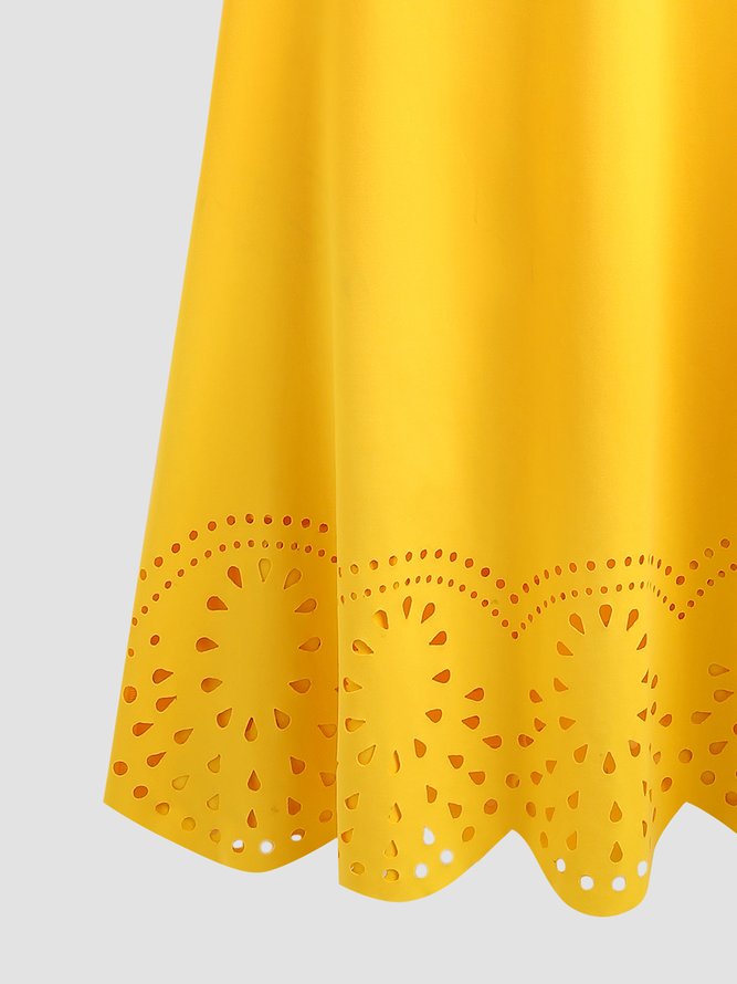 Lässig Regelmäßige Passform Kurzarm Stricken Kleid