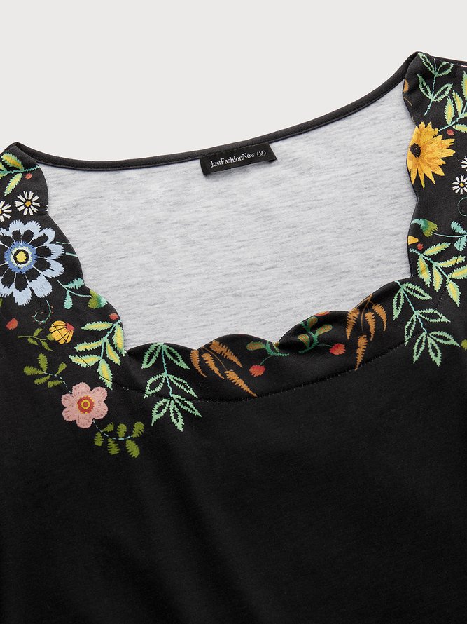 Urlaub Blume Ausschnitt Hm Weit Satin Kleid Große Größen