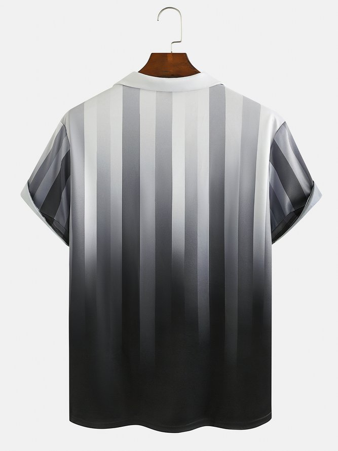 Lässig Kunst Sammlung Farbverlauf Gestreift Geometrisch Muster Revers Kurzarm Polo Print Oberteile