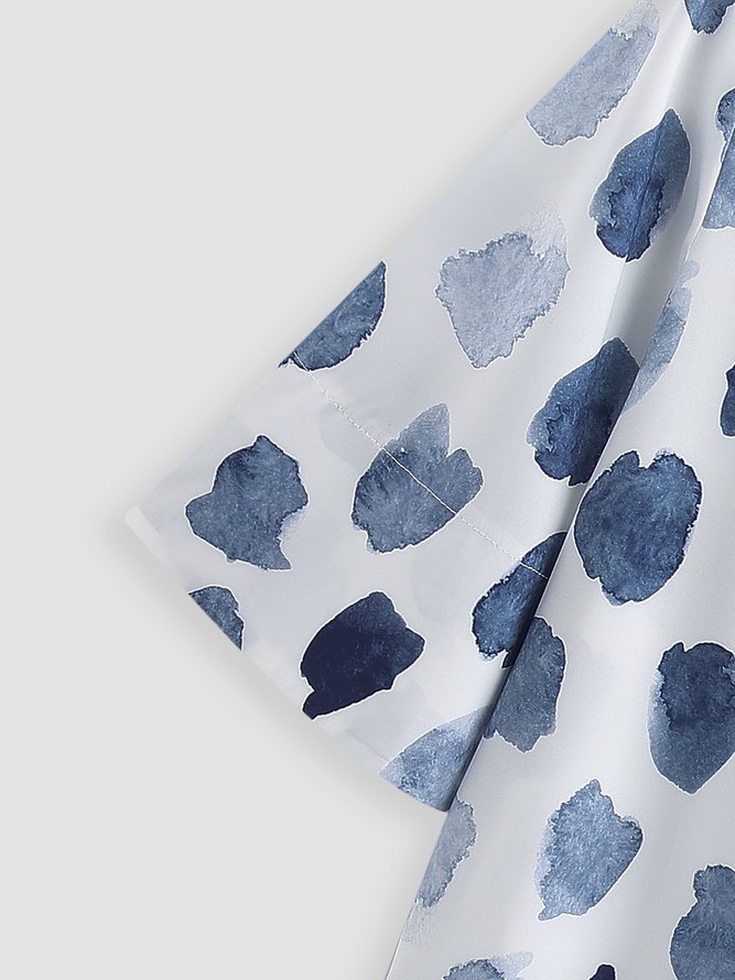 Lässig Geometrisch Regelmäßige Passform Kurzarm Blusen & Shirts