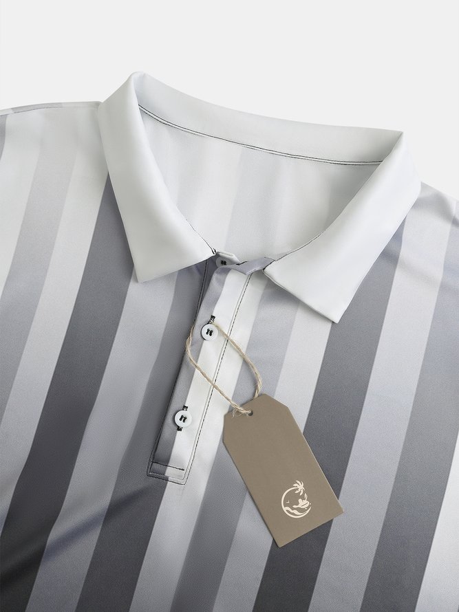 Lässig Kunst Sammlung Farbverlauf Gestreift Geometrisch Muster Revers Kurzarm Polo Print Oberteile