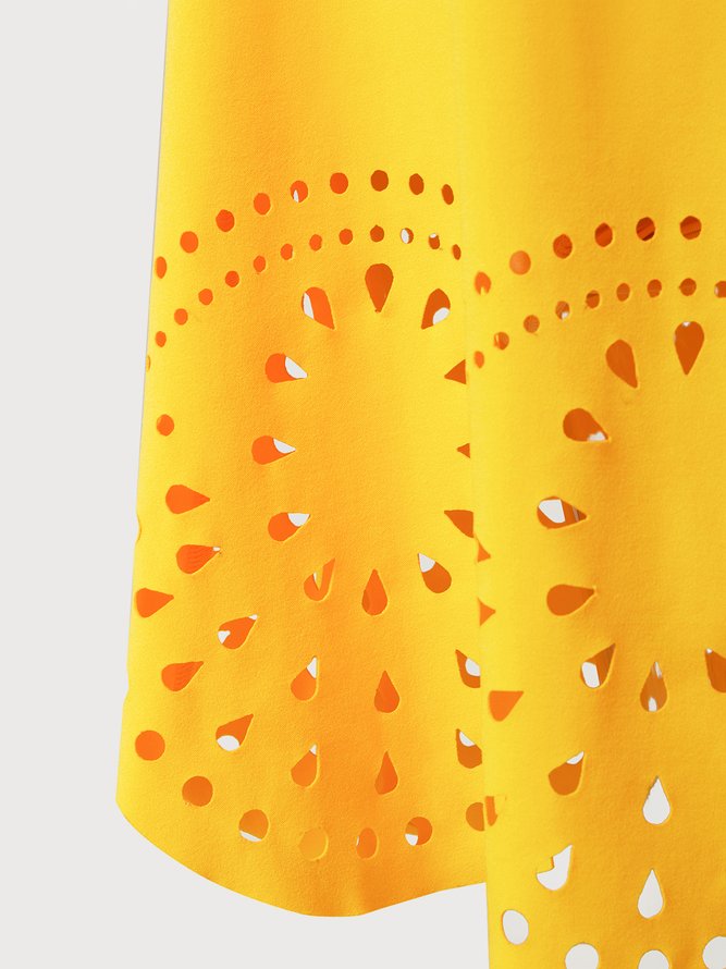 Lässig Regelmäßige Passform Kurzarm Stricken Kleid
