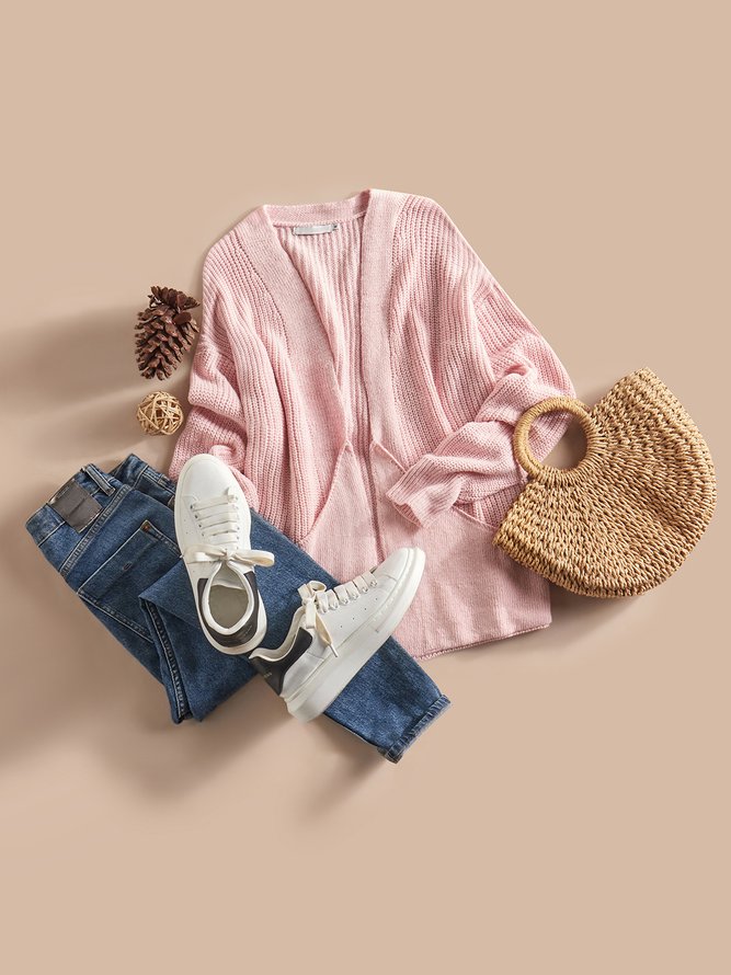 Große Größen Lässige Strickjacke