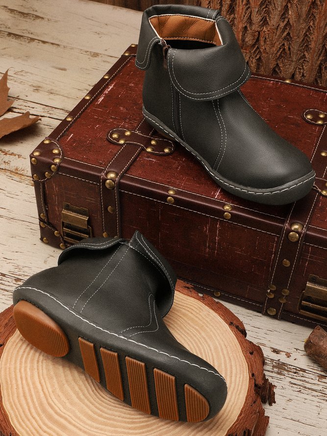 Lässig Unifarben Alle Jahreszeiten Reißverschluss Täglich Flach Große Größen Gummi Klassisch Stiefelette Stiefelette für Damen