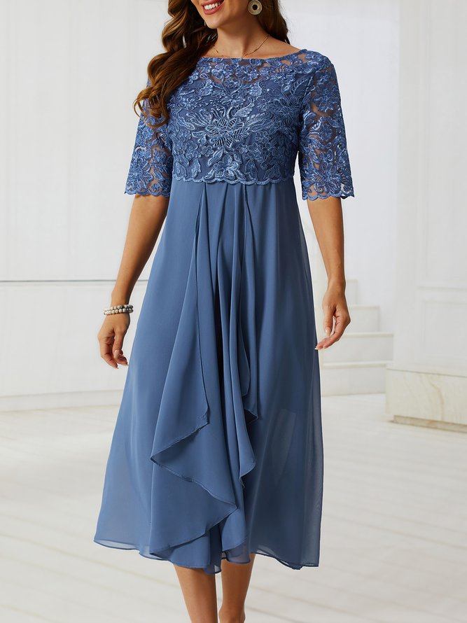 Damen  Abendkleid Lang Sommerkleid Halber Körper Spitze Elegante