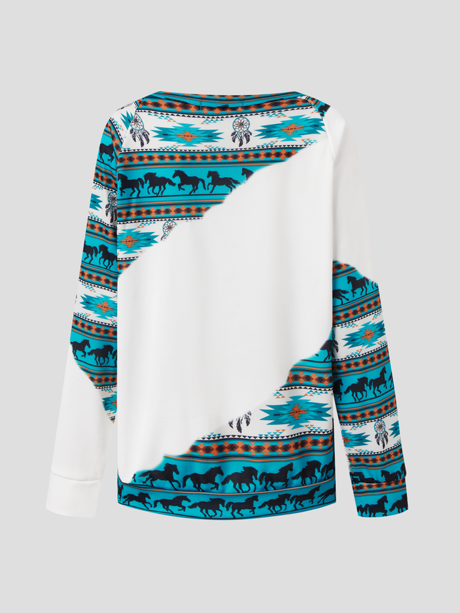 Langarm Ethnisch Lässig Sweatshirts