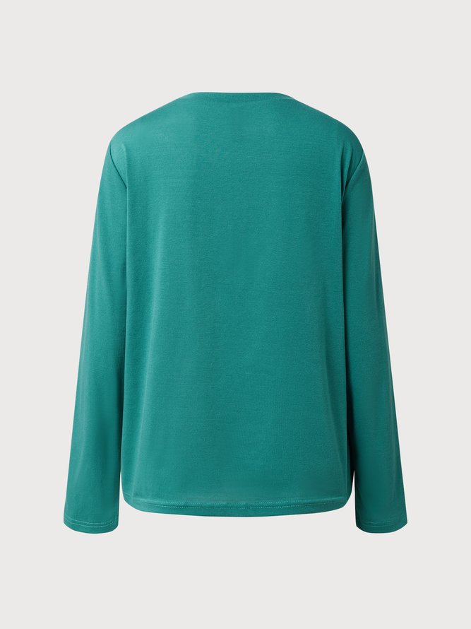 Damen Lässig Unifarben Herbst Täglich Jersey Pullover Rundhals Regelmäßig Regelmäßig T-Shirt