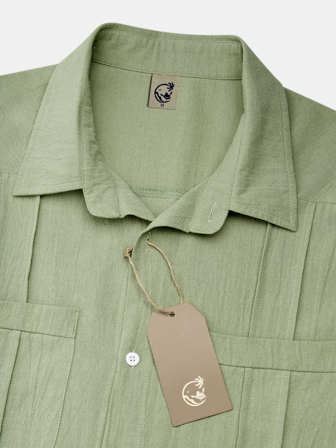 Baumwolle Guayabera Langarm Bluse