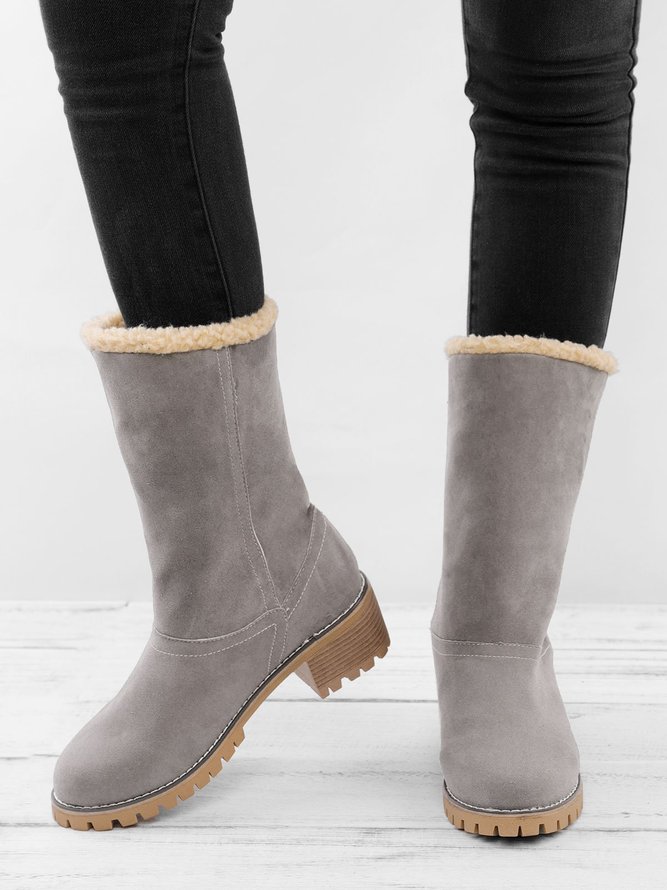 Damen Warm Quadrat Pumps Knöchel Schneestiefel