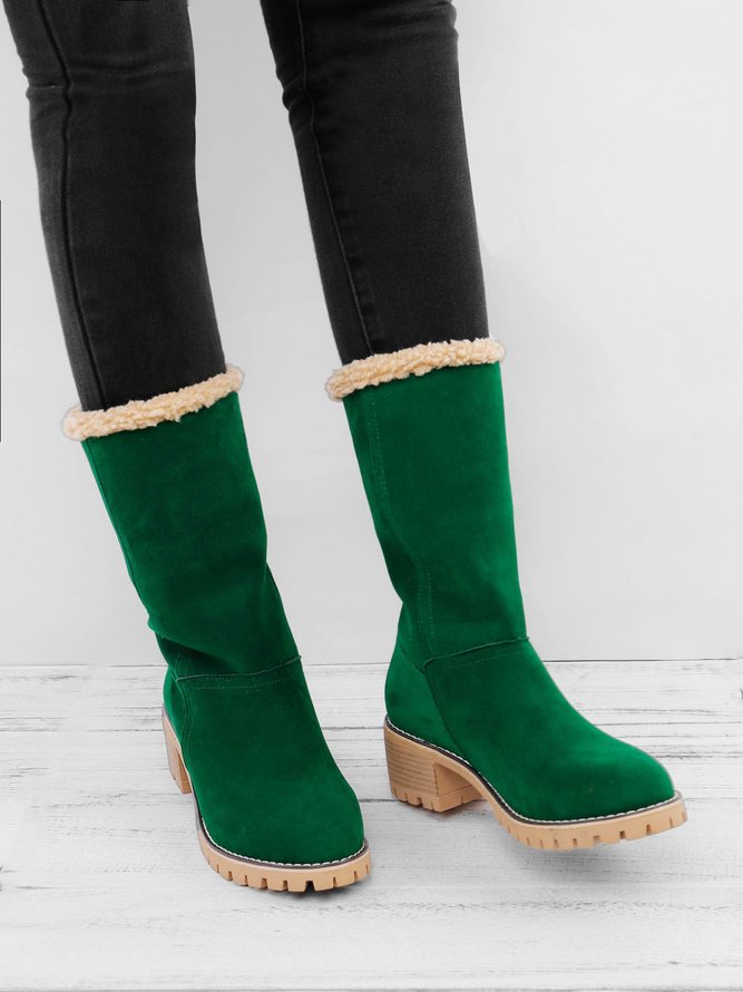 Damen Warm Quadrat Pumps Knöchel Schneestiefel