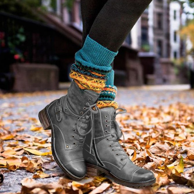 Damen Bequem Outdoor Stiefelette Lässig Reißverschluss Stiefelette