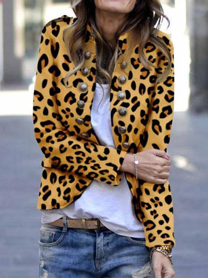 6 Farben Leopard Taschen Unifarben Mantel
